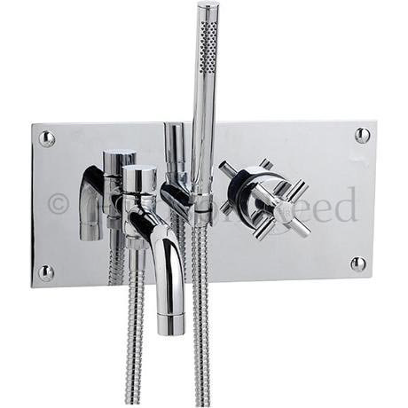 Tec Cross Thermostatic Wall Mounted Sequential Bath Shower Mixer