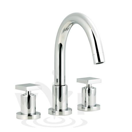 Minimalist Milo 3 tap hole deck mounted bath filler small spout