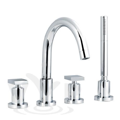 Minimalist Milo 4 tap hole deck mounted bath shower mixer