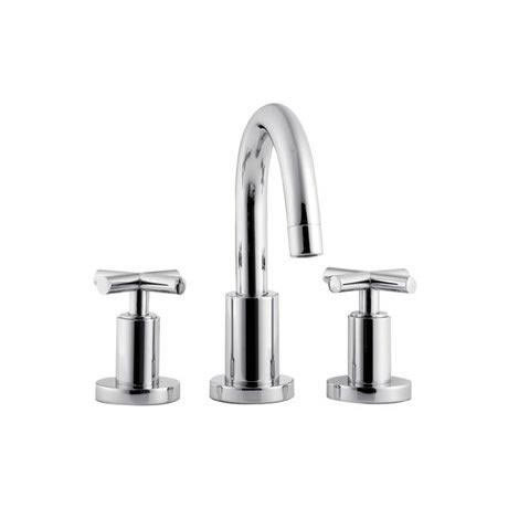Minimalist Helix cross head 3 Tap Hole Deck Mounted Basin Mixer