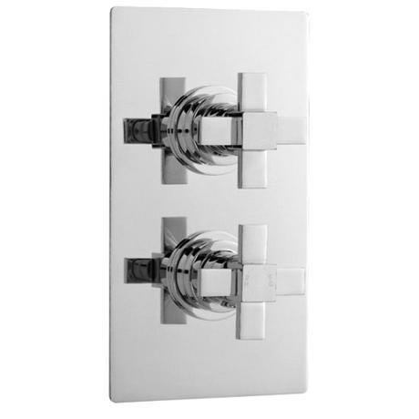 Mantra Thermostatic Twin Shower Valve with Built-in Diverter Square Plate