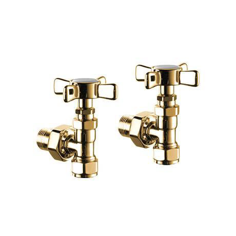 Mere Radiator/Towel Rail Cross Head Angle Valves (pair) - Gold - 34-1084
