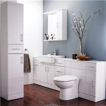 Alaska High Gloss White 7 Piece Vanity Unit Bathroom Suite