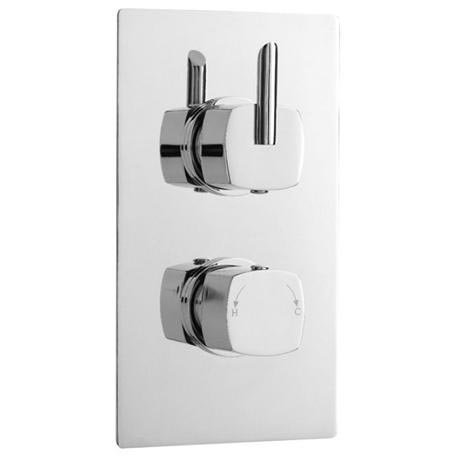 Minimalist Rialto Concealed 3/4 Inch Thermosatatic Twin Valve with Square Plate - PT349-A3054