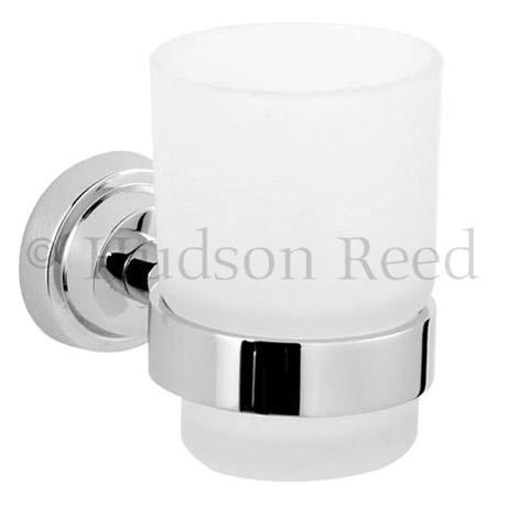 Hudson Reed Modern Frosted Tumbler with Chrome Holder