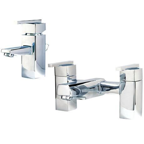 Phoenix SQ Series Mono Basin Mixer & Bath Filler - Chrome