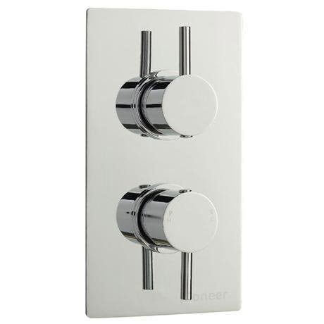 Pioneer Twin Concealed Thermostatic Shower Valve Round Handles - Chrome - PIOV41