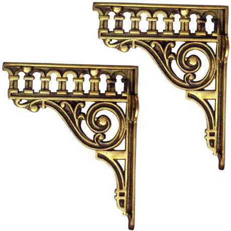 Polished Brass Decorative Shelf/Cistern Brackets (260 x 210mm)