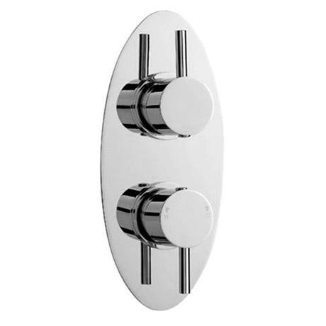 Quest Concealed Thermostatic Twin Shower Valve with Oval Plate