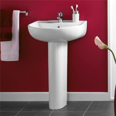 Radius 1 Tap Hole Ceramic 550 Basin and Pedestal Set