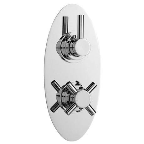 Scope Thermostatic Twin Shower Valve with Built-in Diverter Oval Plate