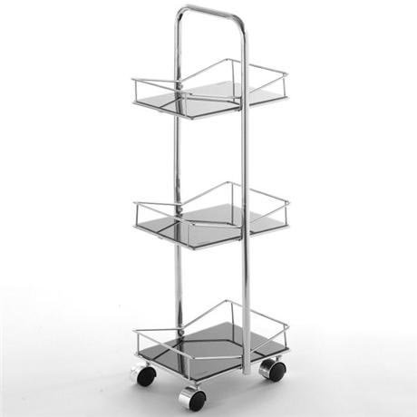 3 Tier Square Black Glass Bathroom Trolley 
