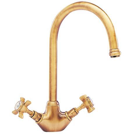 Tre Mercati - Imperial Dual Flow Mono Sink Mixer - Antique Brass - 1100A