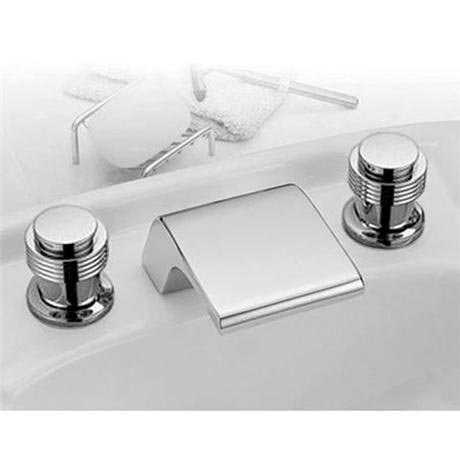Tre Mercati - Silhouette Waterfall 3-Hole Basin Mixer with Line Ring Taps - Chrome - 1019A-1001