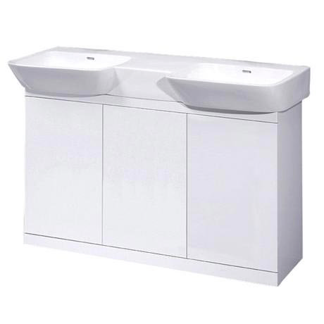Victorian Plumbing  Ultra 1200mm Lux Floor Mounted Cabinet with Double Ceramic Basin - White - LUX1200