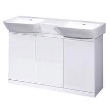 Ultra 1200 x 500mm Lux Floor Mounted Cabinet with Double Ceramic Basin - White - LUX1200