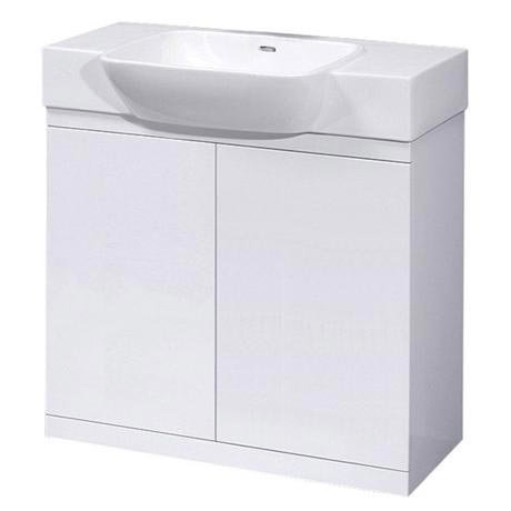 Ultra 800 x 500mm Lux Floor Mounted Cabinet w/ Ceramic Basin - White - LUX800