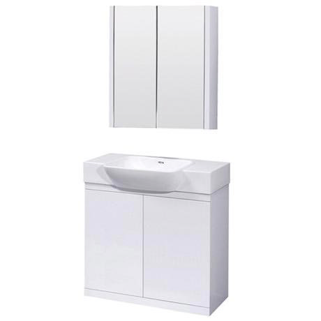 Ultra 800 x 500mm Lux Floor Mounted Vanity Unit w/ Mirror Cabinet - White