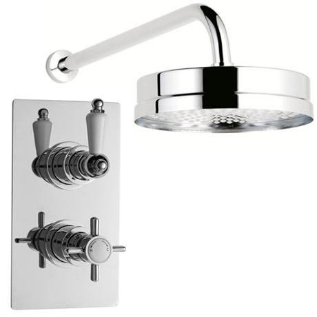 Ultra Beaumont Twin Concealed Thermostatic Valve with Tec 8 inch Apron Fixed Shower Head - Chrome