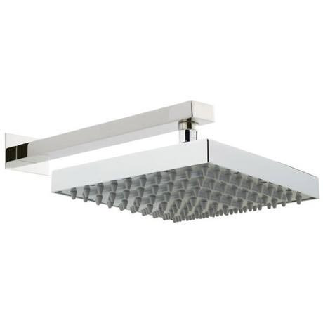 Ultra Helix Square Fixed Shower Head and Rectangular Arm - Chrome