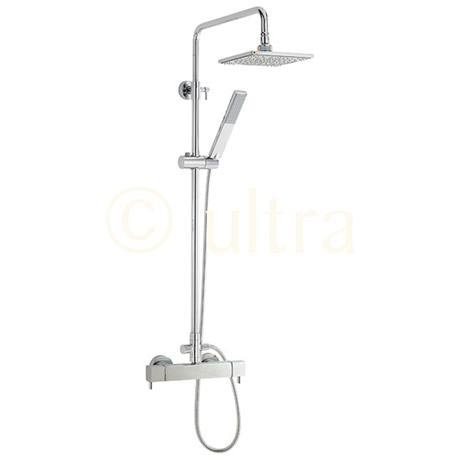 Ultra Quadro Thermostatic Bar Valve with Telescopic Shower Kit - Chrome