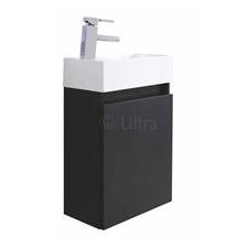 Ultra Zone Compact Wall Hung Basin and Cabinet - Black Wood Finish - RF026