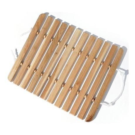 Walnut Wood Slatted Duck Board with Rope Handles - 1600976