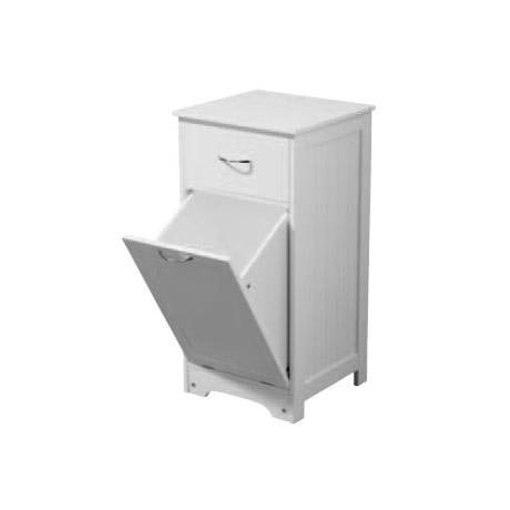 White Wood Tall Floorstanding Laundry Cabinet