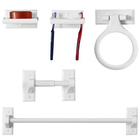 White Wood Wall Mounted Bathroom Set 