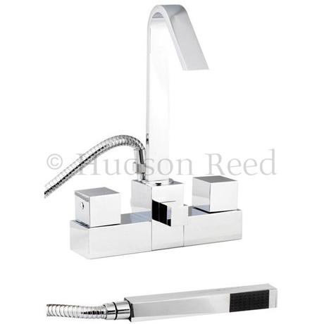 Zaro Bath Shower Mixer with swivel spout, shower kit & wall bracket