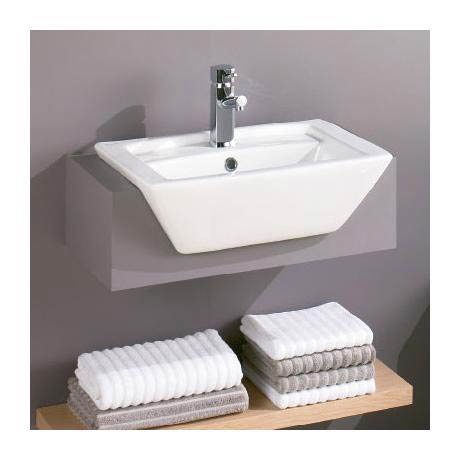 Zeto 550 1 Tap Hole Semi Recessed Ceramic Basin 