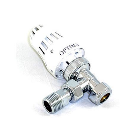 Optima TRV Thermostatic Radiator Valve - White Angle 15mm