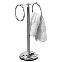Double Ring Chrome Finish Floor Standing Towel Stand - 1600265