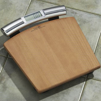 Electronic Wooden Frame Bathroom Scale with Chrome