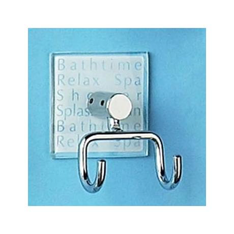 Chrome Double Hook w/ Frosted Glass Wall Mount - 1600747