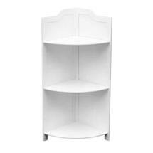  3 Tier White Wood Floorstanding Corner Shelf Unit - 1600951