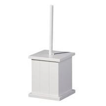 White Wooden Toilet Brush Holder with Brush