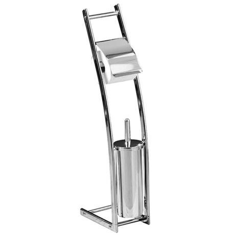 Chrome Floorstanding Arched Toilet Brush and Roll Holder - 1600966