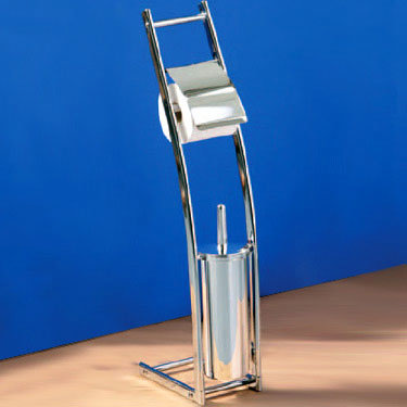 Chrome Floorstanding Arched Toilet Brush and Roll Holder