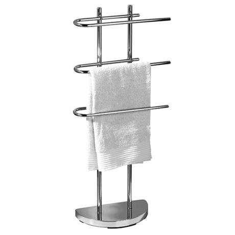 Chrome Floorstanding Towel Stand with 3 U-Shaped Arms