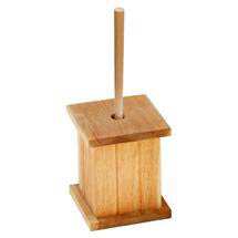 Walnut Wooden Toilet Brush Holder with Brush - 1600974