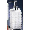 Square White Ceramic Soap Dispenser w/Risen Square Design