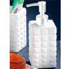 Square White Ceramic Soap Dispenser w/Risen Square Design