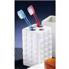Square White Ceramic Toothbrush Holder w/Risen Square Design