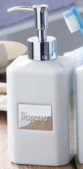 White Square Ceramic Lotion Dispenser with S/S Name Plate