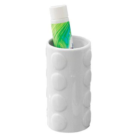 White Ceramic Tumbler with Circles Pattern - 1601221