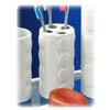 White Ceramic Toothbrush Holder with Circles Pattern