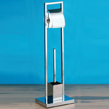 Chrome Tubular Toilet Brush and Roll Holder