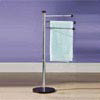 Dark Wood and Chrome Floorstanding 3 Arm Towel Stand