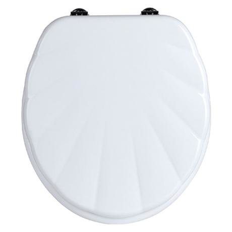 White Shell MDF Toilet Seat with Zinc Alloy Fittings - 1604089
